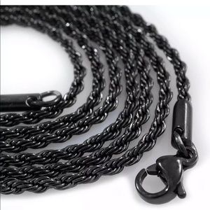 18K BLACK GOLD Plated Chain 2mm Mens Necklace